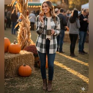 Old Navy Womens Medium Green Buffalo Plaid Button Down Classic Shirt | Cozycore